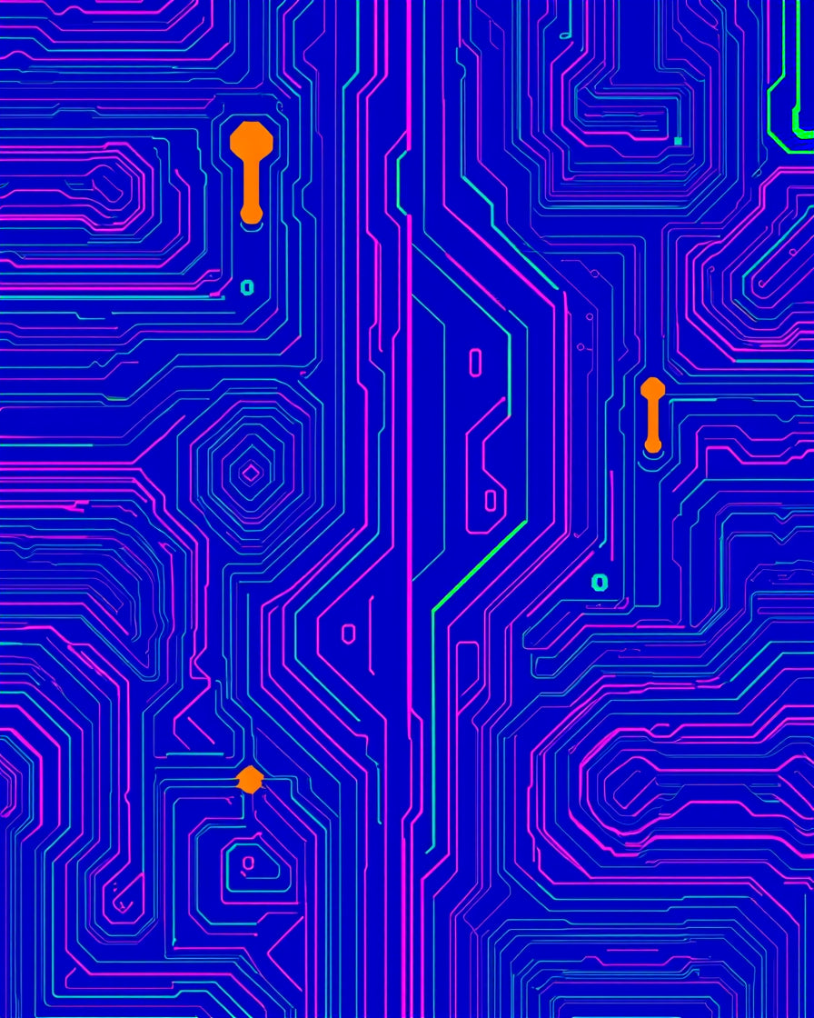 Abstract Circuit Board Patterned Rug
