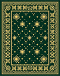 Emerald Snowflake Botanical Border Rug
