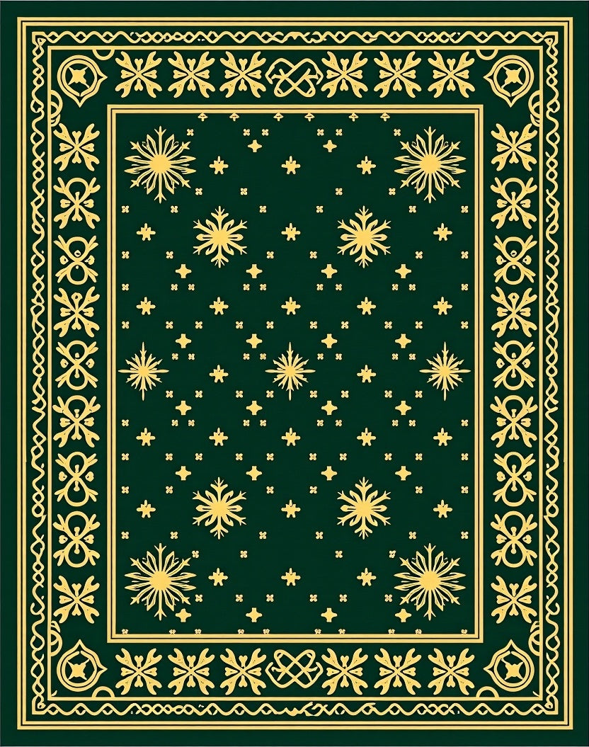 Emerald Snowflake Botanical Border Rug