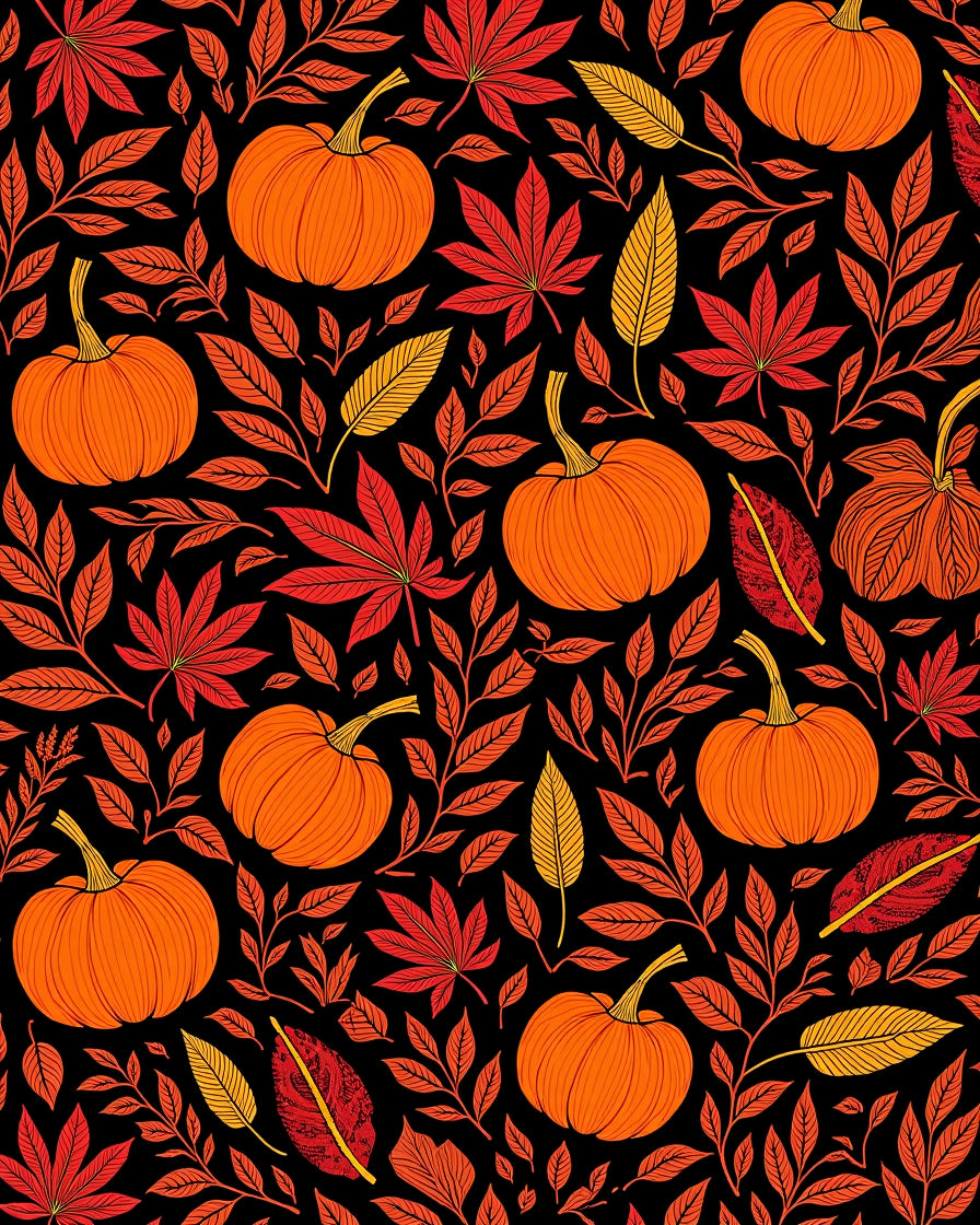 Autumn Pumpkin Vine Pattern Rug
