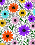Bright Floral Circles Geometric Pattern Rug