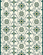 Elegant Teal Floral Pattern Medallion Rug