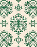 Emerald Floral Damask Pattern Rug