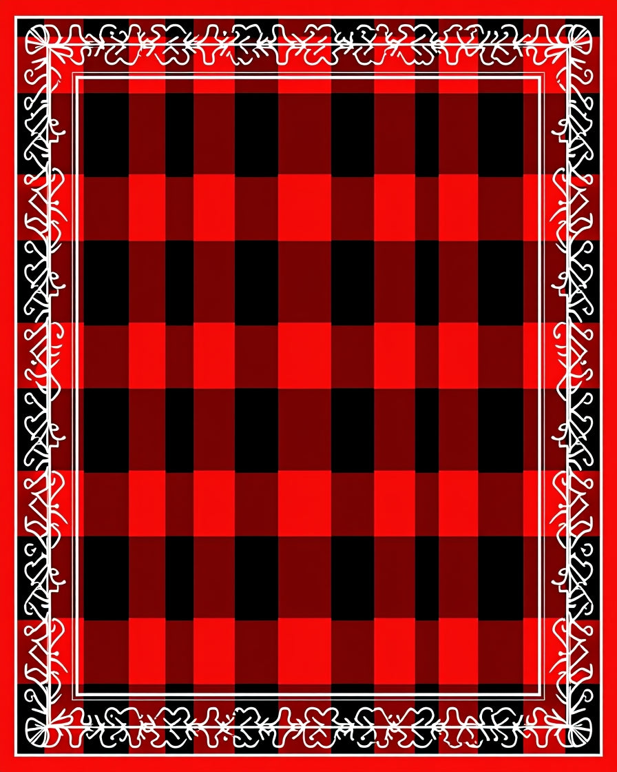 Red Black Buffalo Check Border Design Rug