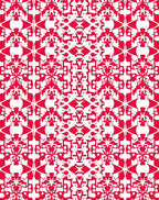 Intricate Red White Abstract Pattern Rug