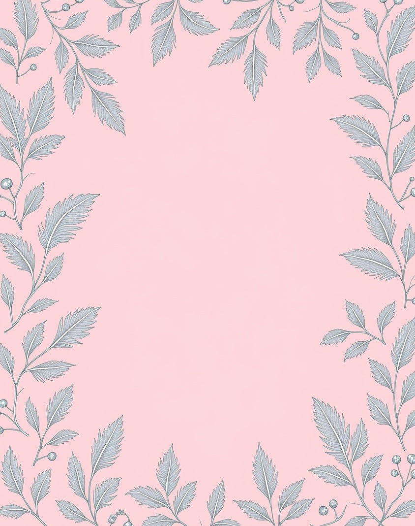 Soft Pink Botanical Branch Border Rug