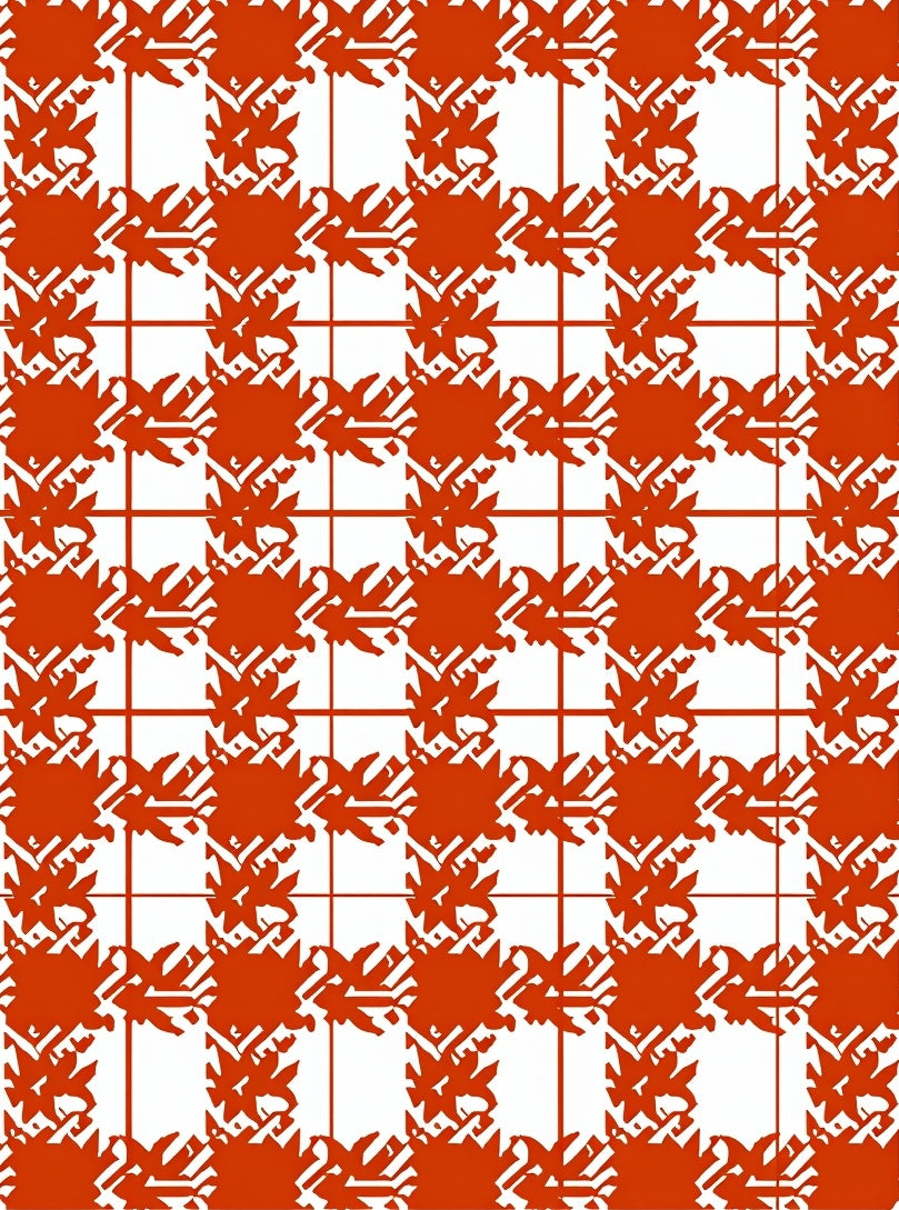 Abstract Red Houndstooth Plaid Pattern Rug