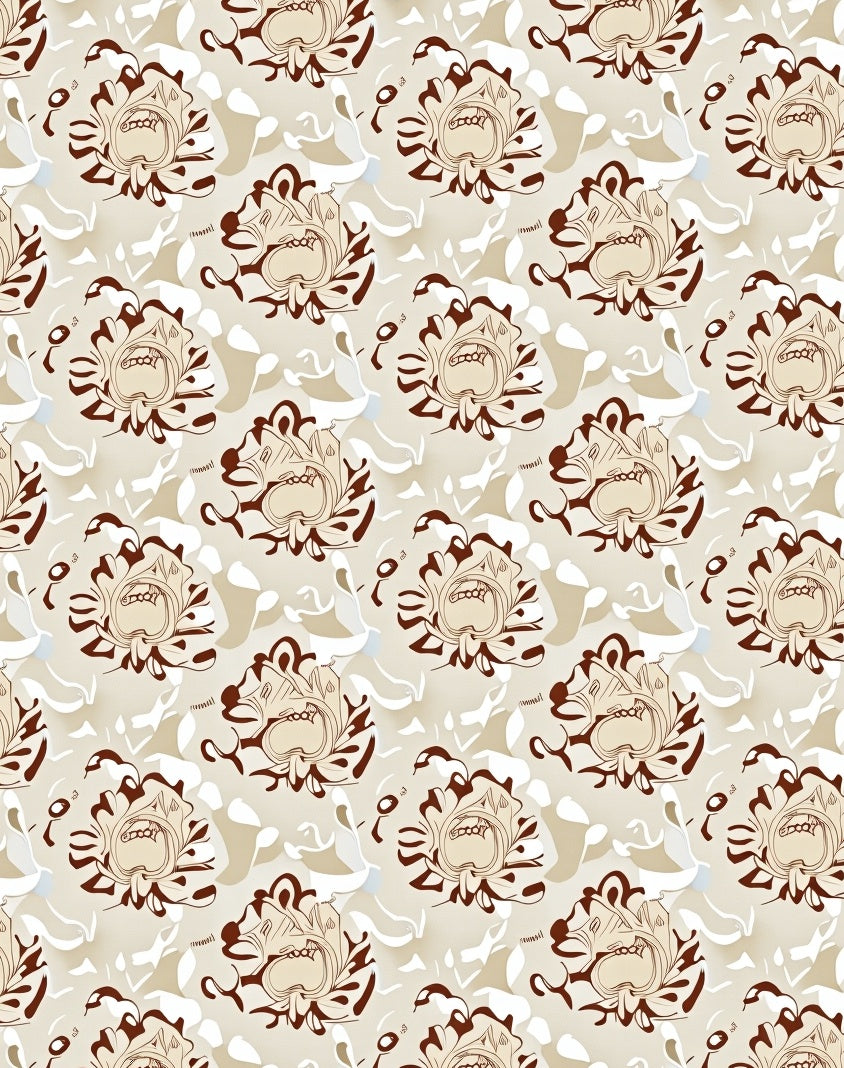 Brown Abstract Floral Pattern Design Rug