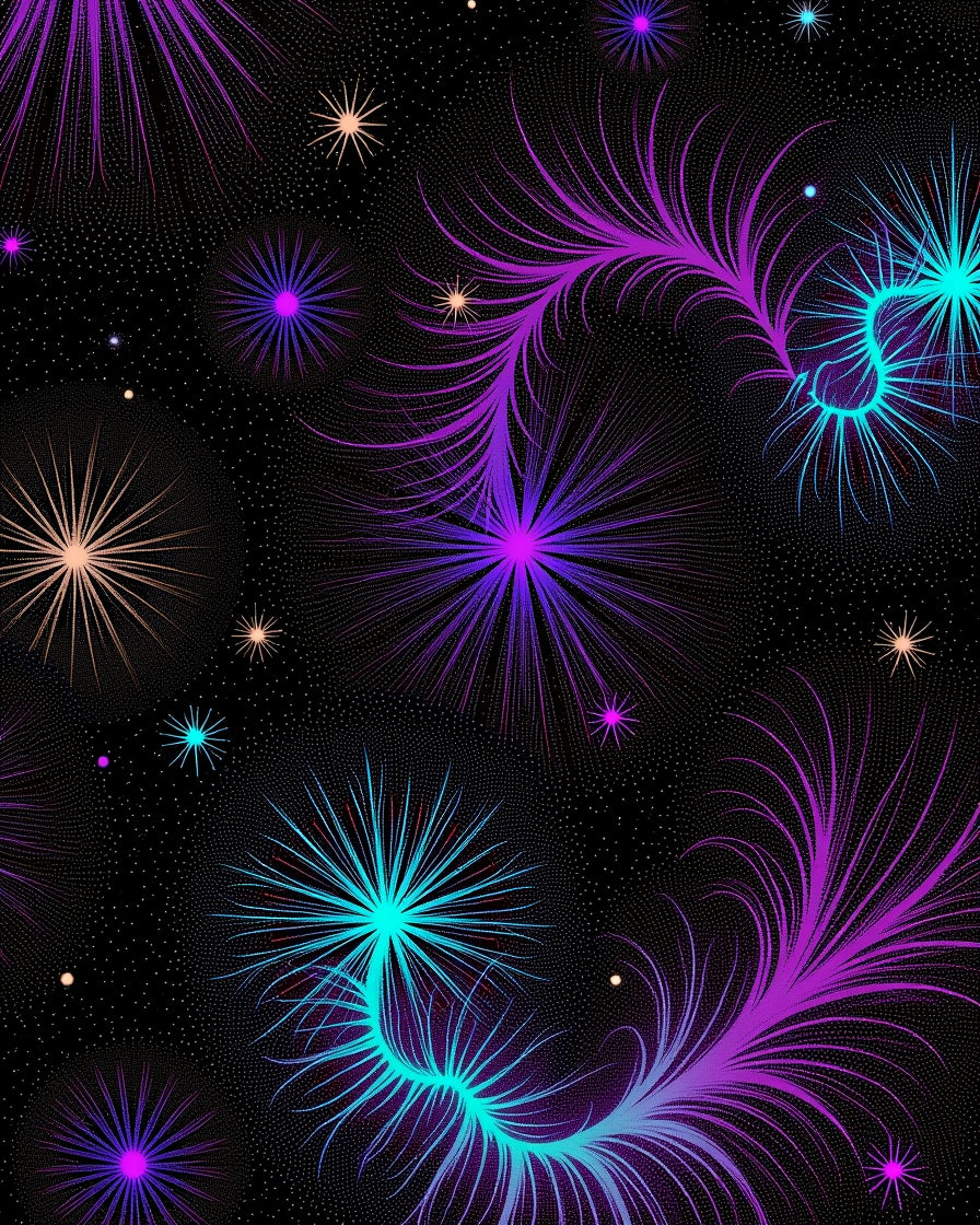 Vibrant Swirls Bursting Star Pattern Rug