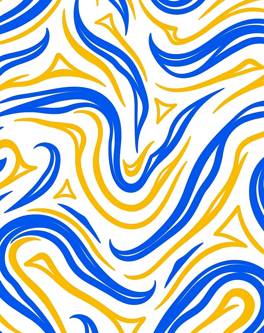 Blue Yellow Wavy Lines Design Rug