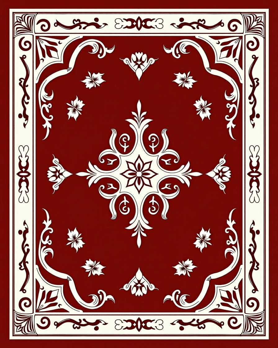 Vintage Floral Border Design Rug