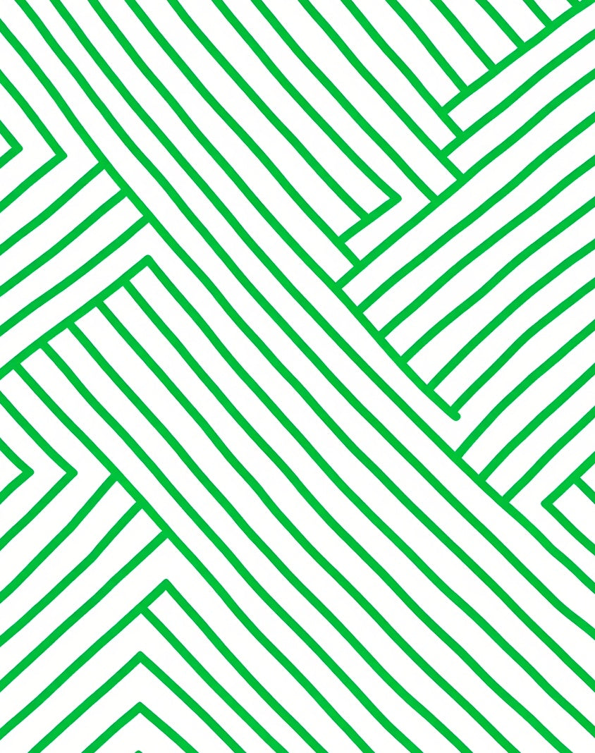 Green Hand Drawn Linear Abstract Rug