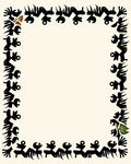 Abstract Tribal Spiky Figures Border Rug