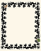 Abstract Tribal Spiky Figures Border Rug