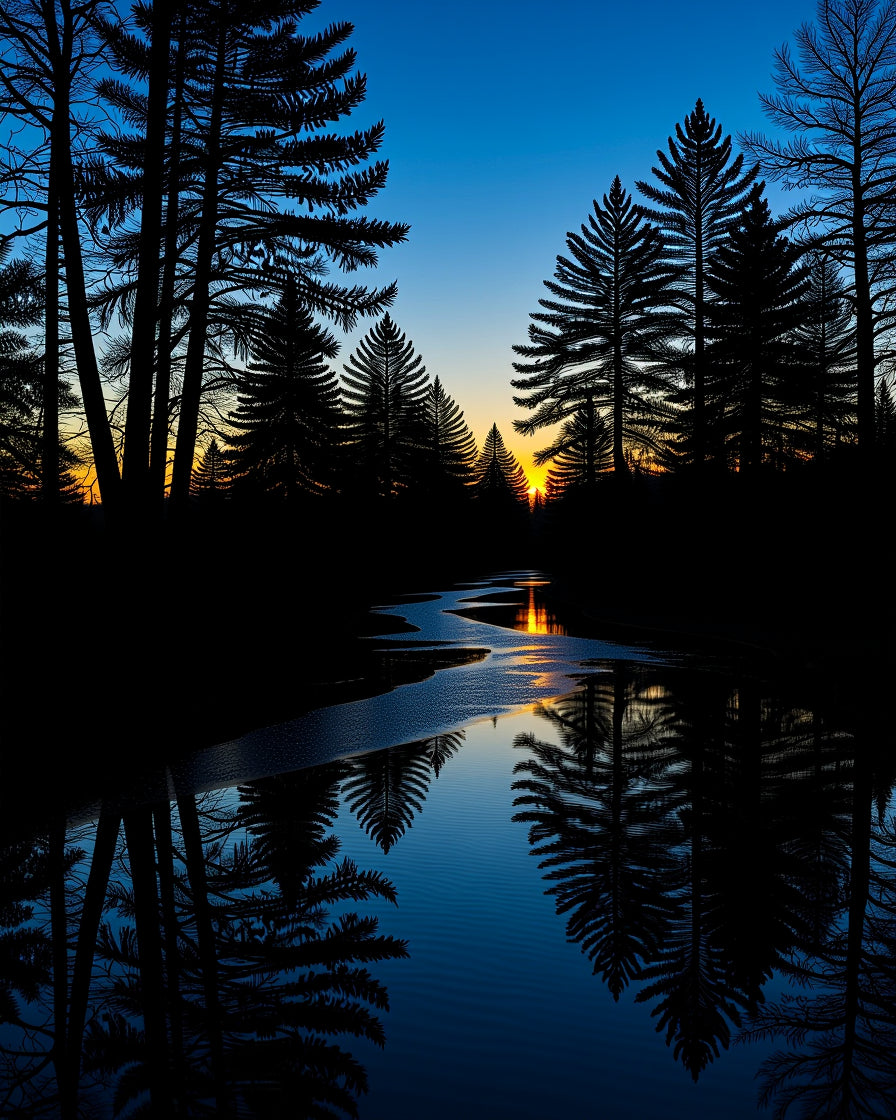 Forest River Silhouette Sunset Rug