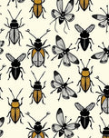 Illustrated Insect Pattern In Black and Gold Rug