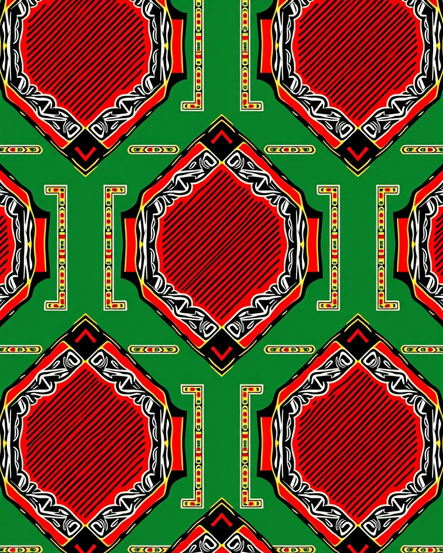 Bold Geometric Red Black Pattern Rug