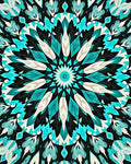 Cyan Feathered Mandala Pattern Rug
