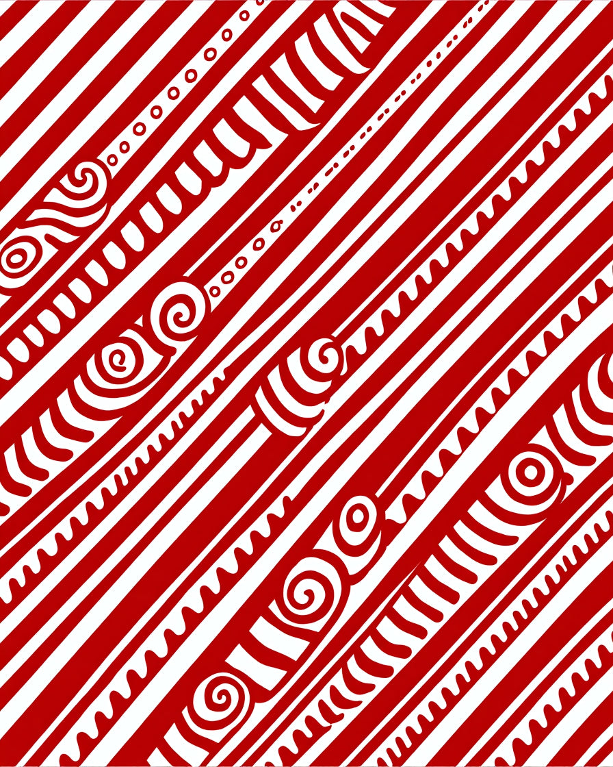 Bold Red White Diagonal Abstract Art Rug