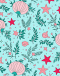 Playful Sea Life Fern Pattern Rug