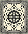 Intricate Black Mandala Damask Pattern Rug