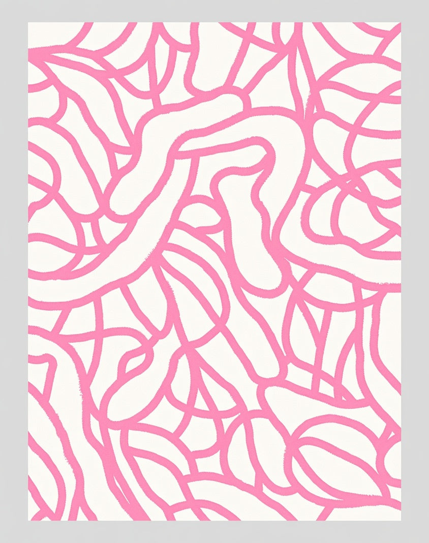 Bold Pink Abstract Loops Rug