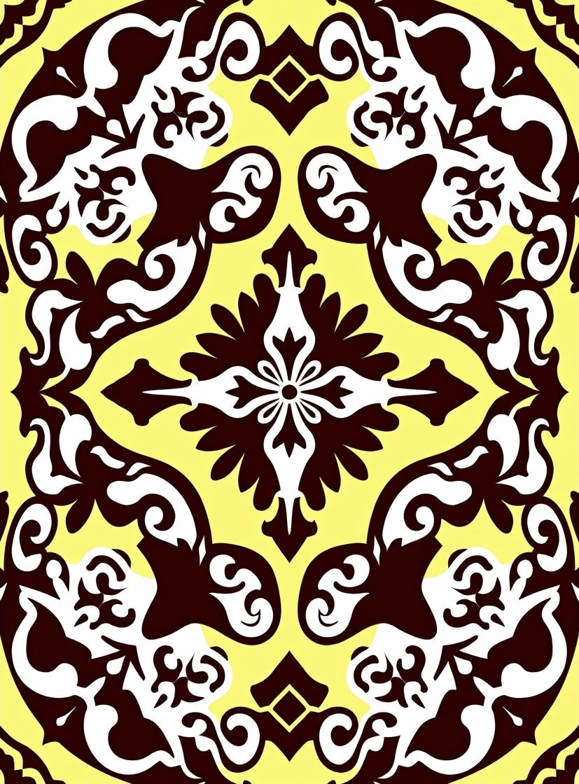 Bold Floral Scrollwork Pattern Rug