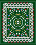 Vibrant Green Circular Festive Design Rug