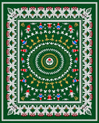 Vibrant Green Circular Festive Design Rug