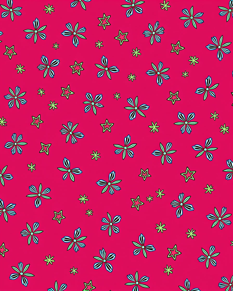 Playful Flower Star Pattern Rug