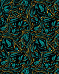 Teal and Gold Swirling Foliage Rug