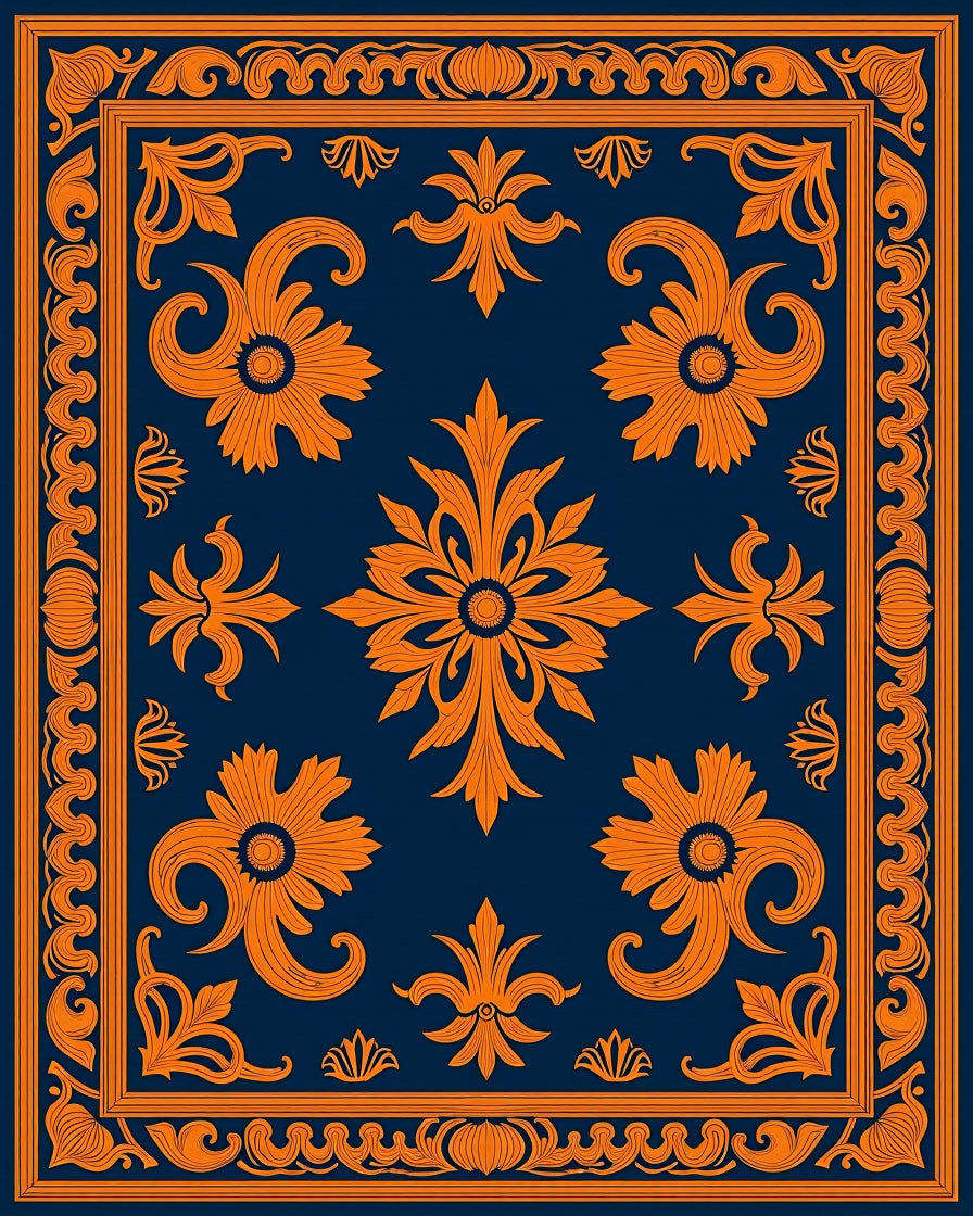 Ornate Floral Swirls Pattern Rug