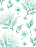 Mint Floral Leaf Pattern Rug