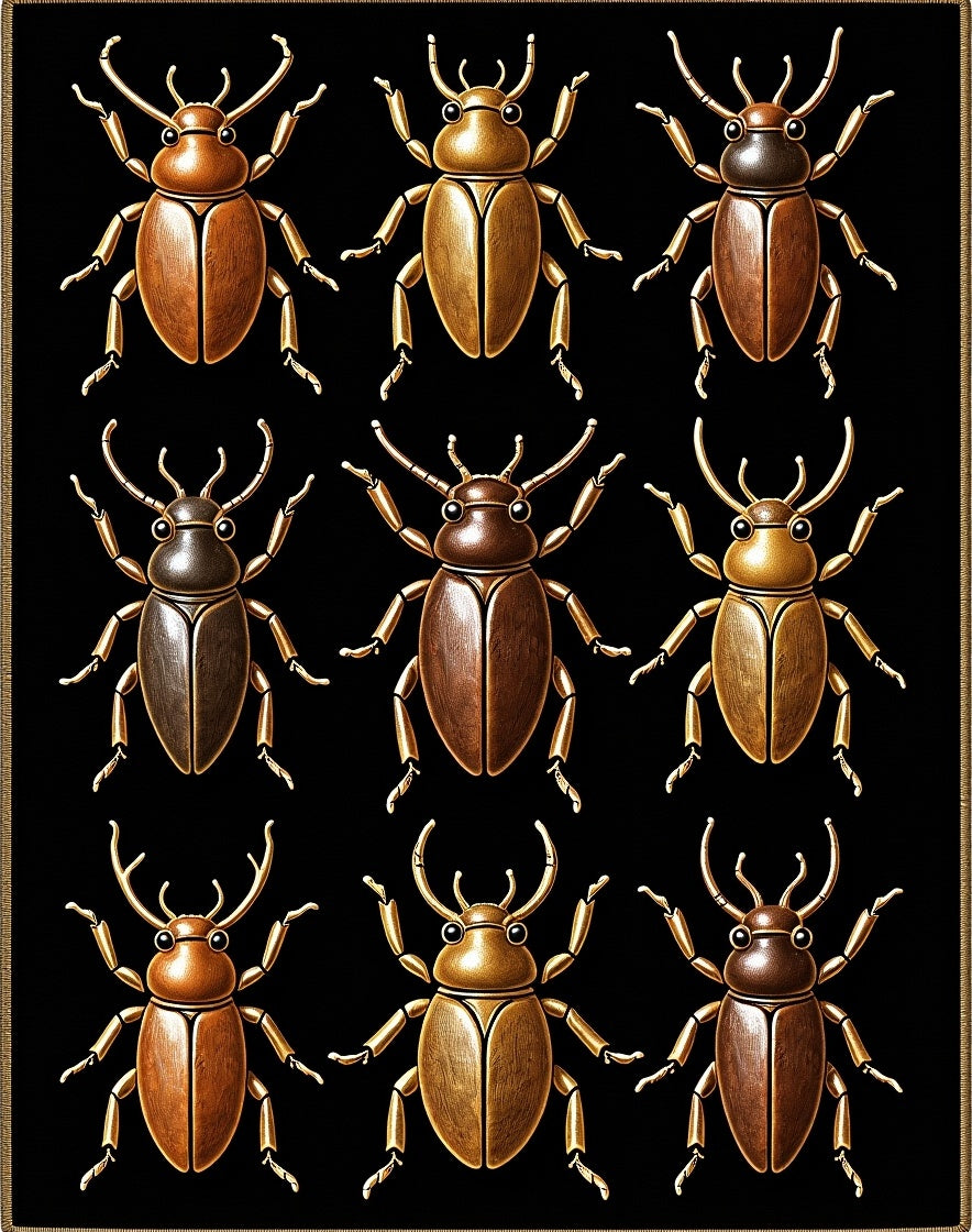 Gold Bronze Beetle Pattern Design Rug