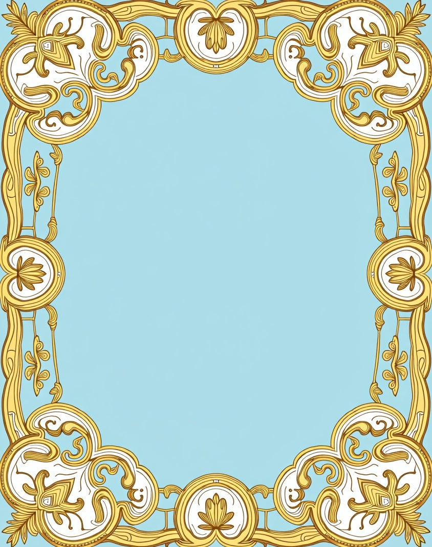 Art Nouveau Gold White Scroll Rug