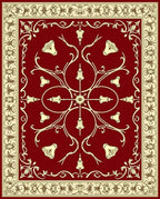 Ornate Red Cream Floral Medallion Rug