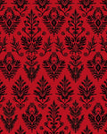 Crimson Black Classic Damask Pattern Rug