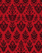 Crimson Black Classic Damask Pattern Rug