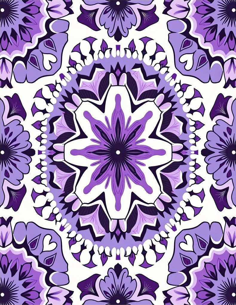 Purple Floral Mandala Pattern Rug