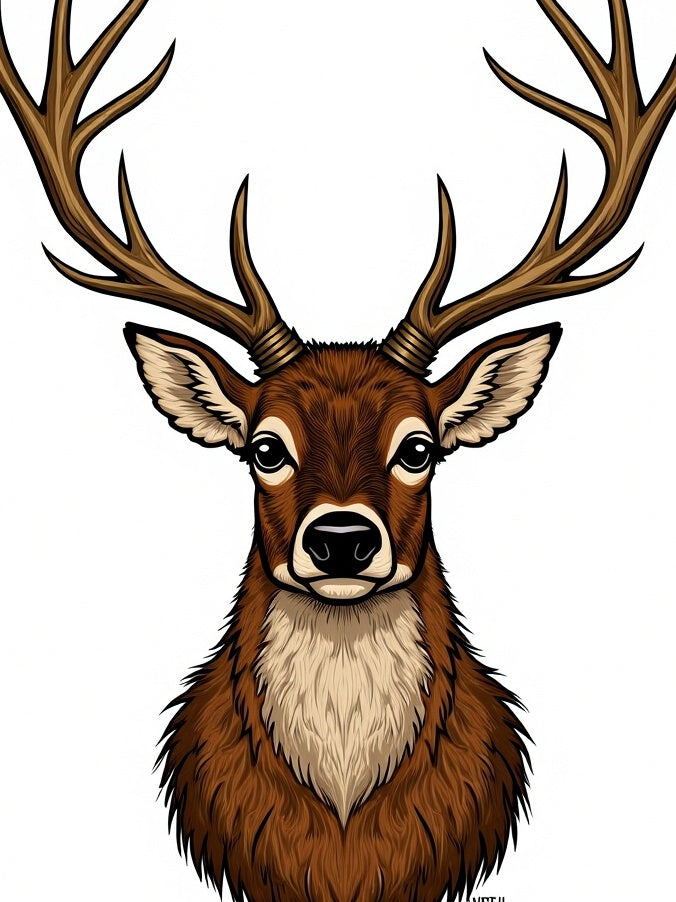Artistic Deer Stag Antlers Pattern Rug