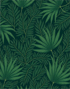 Tropical Leaf Dark Green Pattern Rug