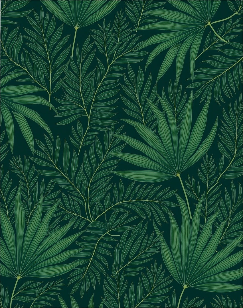 Tropical Leaf Dark Green Pattern Rug