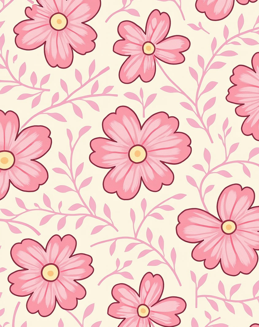 Sweet Pink Petal Vine Pattern Rug