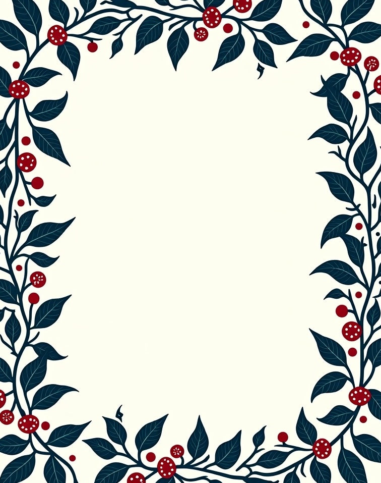 Crimson Berry Vine Border Rug