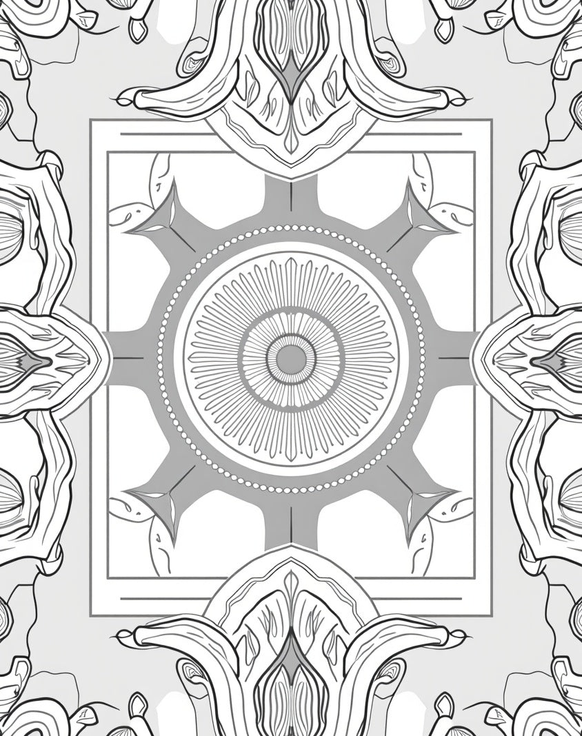 Intricate Grey Floral Medallion Pattern Rug