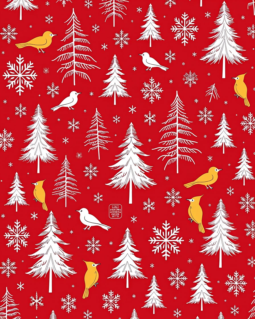 Winter Forest Birds Snowflakes Pattern Rug