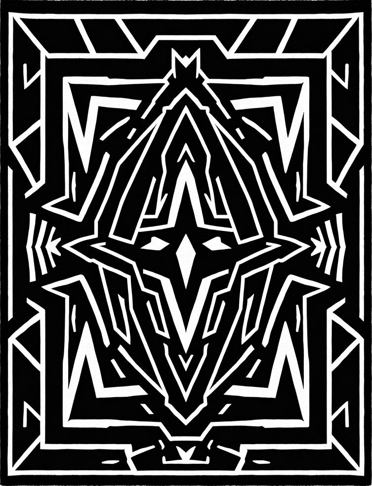 Bold Black White Graphic Symmetry Rug