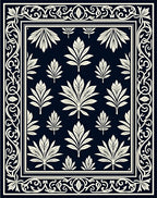 Classic Floral Scrollwork Navy Rug