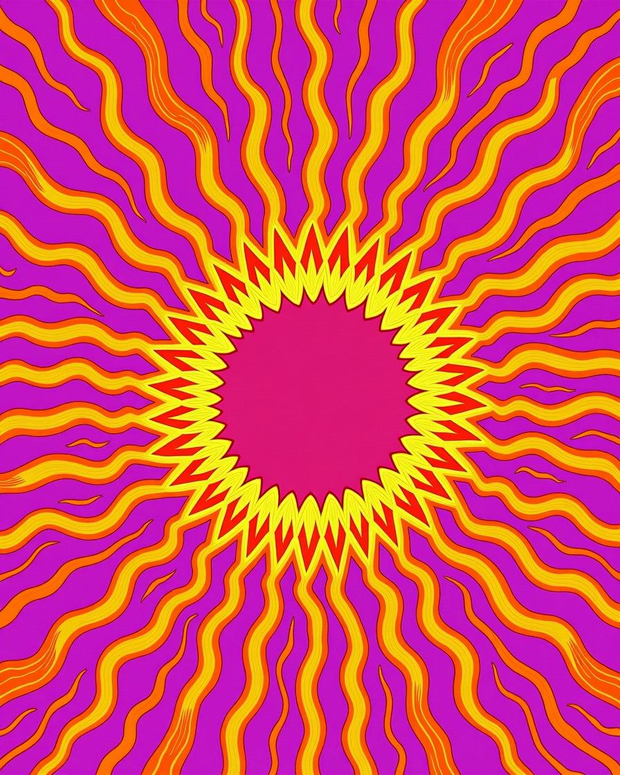 Radiant Sunburst Psychedelic Waves Rug
