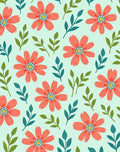Coral Floral Leaf Pattern Rug